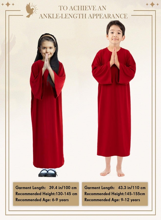 Toulite زي راعي من التوليت للأطفال، زي ميلاد المسيح، رداء للبنات والأولاد، ملابس يسوع لعيد الميلاد (أحمر، 6-9 سنوات/39.4 بوصة) - Image 2